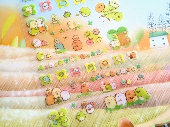 cute monster sticker sumikko gurashi fat cat cartoon sticker Japanese sushi monster mascot clipart clover cartoon label sticker gift