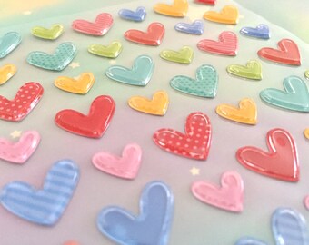 Colorful heart epoxy sticker Rainbow color sweet heart pastel color heart Lovely heart shape pattern polka dots heart icon decor diy craft