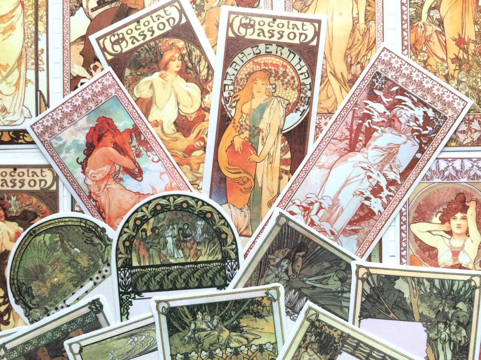 30 Alphonse Mucha lable paper stickers Mucha art collection Decals nouveau decor Art Print fine art masterpiece diy art journal gift