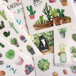 6 Bögen grün Gartensticker Kaktus Topfpflanze Sticker für Zuhause Gartenarbeit Minipflanze niedliche Pflanze