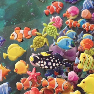 150 simpatici adesivi gonfi per tartarughe marine, mondo subacqueo, pesci rari, pesci di mare, pesci tropicali, piccoli pesci, gruppo, pesce di mare blu profondo, regalo per gli amanti degli adesivi