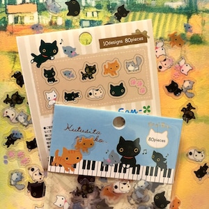 80 petit autocollant chaton, bébé chat meow meow autocollant animal chat mignon de flocons, chat noir chat brun chat de bande dessinée