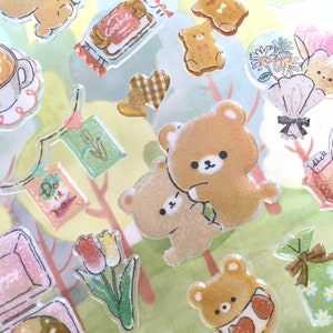 Brauner Teddybär Foodie Bär Thema Party Bär Dessert japanische Cartoon Buffet Getränk Epoxy Aufkleber niedliches kleines Geschenk