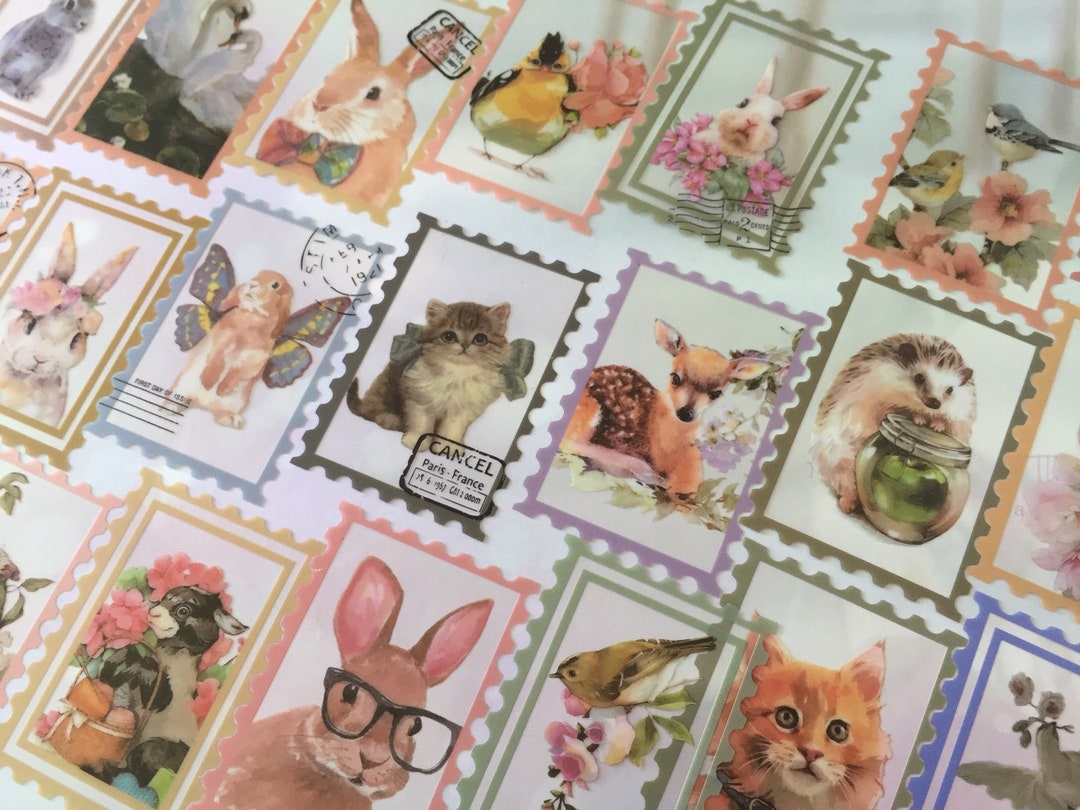 Ooak Rd357 Ebay Stickers 25 Adorable Retro Animal Sticker Cute Rabbit Deer Cat Bird Swan Fairy ...
