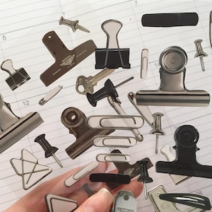Klassische Binder Clips Aufkleber lustige Stecknadeln süße Büroklammer Fälschung Schreibwaren 2D kleine Binder Clips schwarz Clip Retro Clip Cute Icon diy Handwerk Geschenk