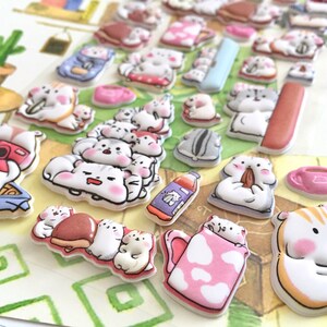 cartoon hamster sticker super lindo hámster familia encantador animal del bosque Castaño jerbo conejillo de indias hámster amante de la decoración de regalo imagen 9