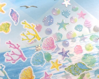 zeester zeeschelp sticker zee koraalrif diepzee koralen kleurrijke shell oceaan zeeschelp sticker strand thema oceaan wereld decor label sticker