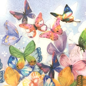 36 butterfly stickers transparent butterfly Dancing butterfly rare colorful butterfly decor DIY  insect sample easy butterfly craft gift