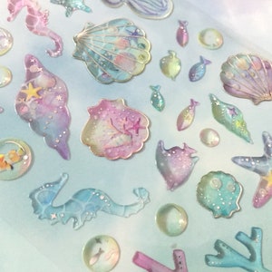 ausgefallene Muschel Aufkleber Seepferdchen Quallen Aufkleber Delfin Seepferdchen Qualle Epoxidharz Aufkleber hübsche Muschel Dekoration Geschenk