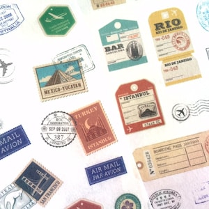 6 arkuszy naklejki planera podróży naklejka na pieczątkę paszportową etykieta pieczątki podróżnej pieczątka imigracyjna chop przewodnik podróżny dziennik podróży 2019