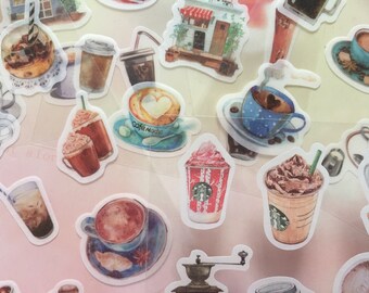 Coffee Stickers, Cute Planner & Journal Decals (90+)