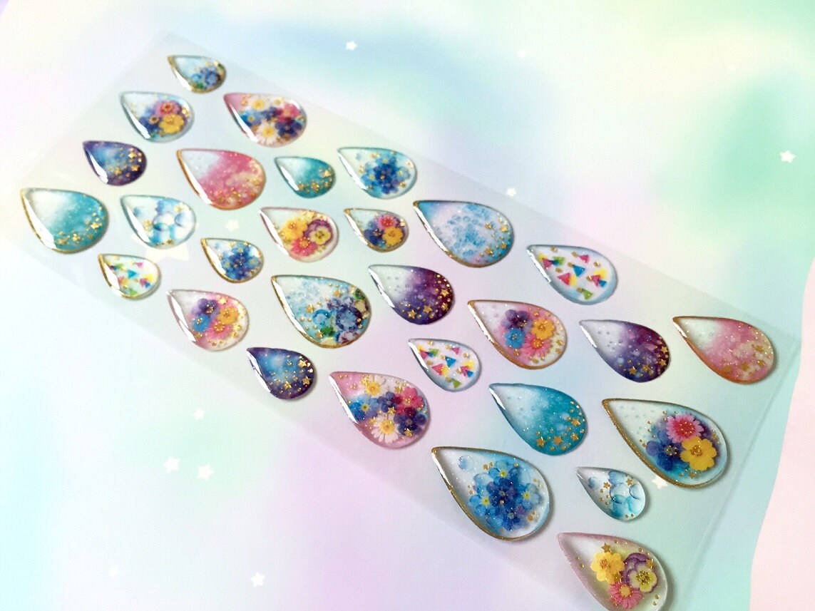 Tear Drops Sticker Colorful Raindrops Waterdrops Epoxy Sticker Rain ...