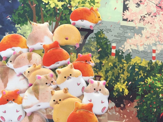 super cute cartoon hamster sticker guinea pig bottom cartoon gerbil back side adorable cutest animal puffy sticker kids gift decor craft