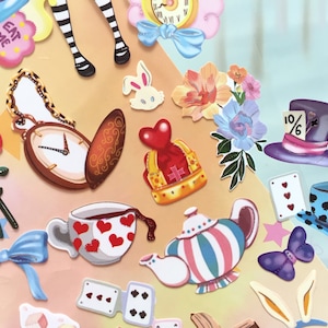Le avventure di Alice nel paese delle meraviglie adesivo cartone animato Alice nel paese delle meraviglie classica fiaba principessa coniglio mondo magico decorazione etichetta