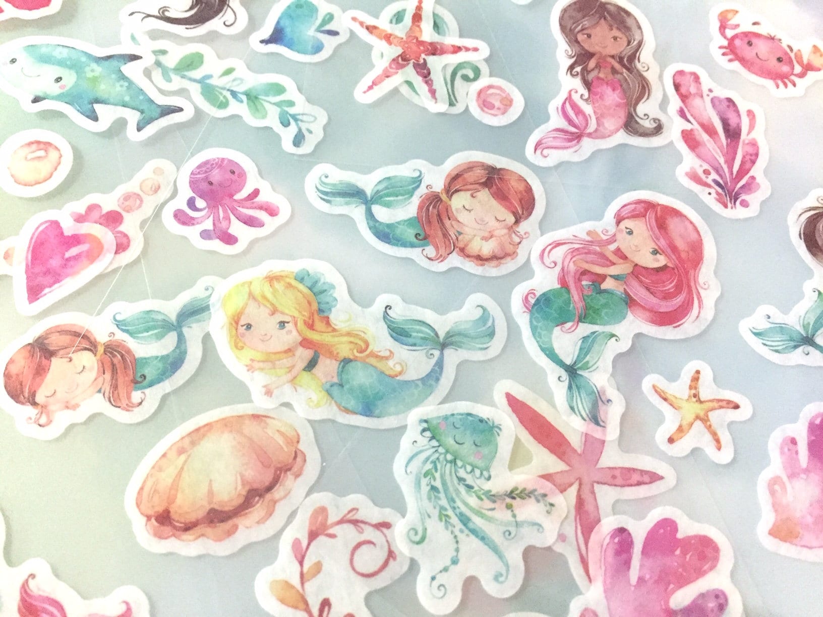 Set of 6 Little Mermaid Sticker Cute Mermaid Cartoon Etsy