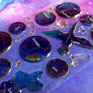 adesivo de horóscopo do zodíaco espaço sideral 12 signos epóxi adesivo virgem aquário escorpião leão áries sagitário câncer traços libra orion presente