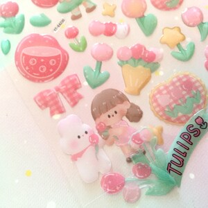 Cartoon Tulpe Hasen Mädchen Sticker rosa Tulpe Mini Tulpe Mädchen Sticker Sticker Diy Easy Tulip Mädchen Karte Basteln Dekor Geschenk