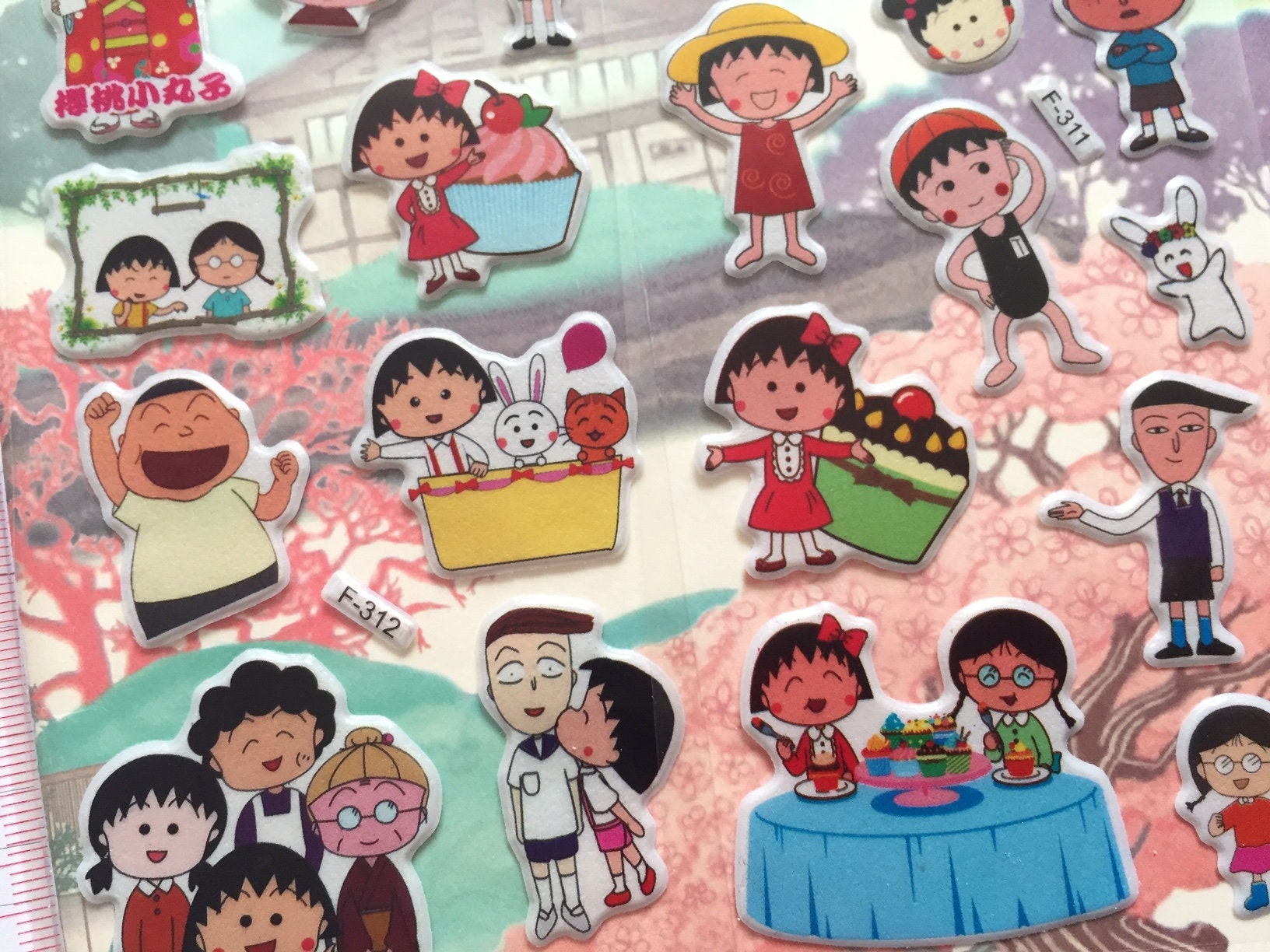 Chibi Maruko Chan Sticker Cute Girl Maruko Funny Family Sakura