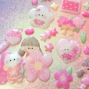 桜猫エポキシステッカー 桜の花 小さな女の子ステッカー 日本文化 国花アイコン DIY 花 簡単クラフト 装飾 ギフト