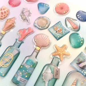 mini schelp fles sticker schelp fossielen schelp monster kunst zeeschelp ambachten zeester wens fles fancy glazen fles epoxy sticker