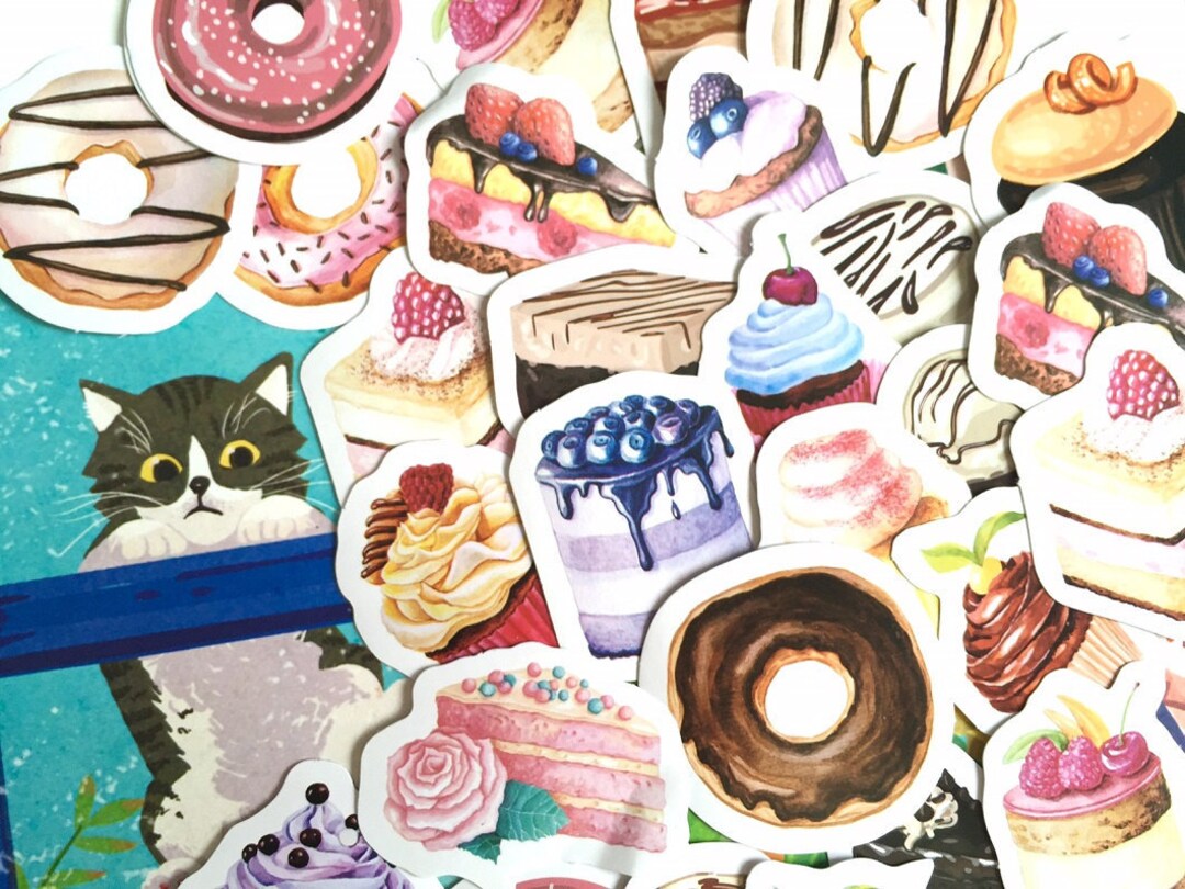 Modern Cake Sticker 45 Pretty Cake Sticker Fresh Cake Fairy Cake Berry Cake Chocolate Slice ...