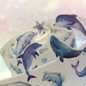 Blauwal Delfin Seestern washi Sticker Tape seltene Fische Tiefseekreaturen großer Fisch Unterwasser Meereswelt blauer Ozean Themen Dekoration Geschenk