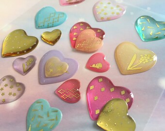 colorful sweet heart Sticker lovely heart cute heart Epoxy sticker fancy heart pattern heart shape sticker DIY heart craft scrapbook gift