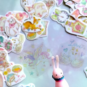 40 adorable animal sticker secret girl stuff féerique chat licorne lapin clé mini robe rose parfum citrouille autocollant cadeau