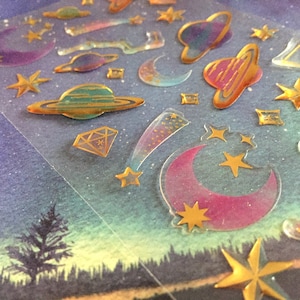 autocollant espace, planètes colorées autocollant monde Galaxy Sparkle guerre astre solaire mystère système fantaisie cadeau autocollant