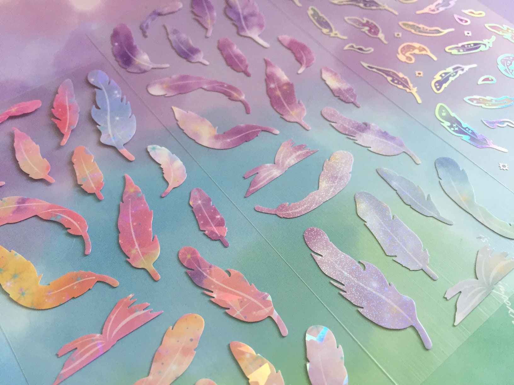 70 Feather Stickers Mini Holographic Feather Indian Feather Stickers ...