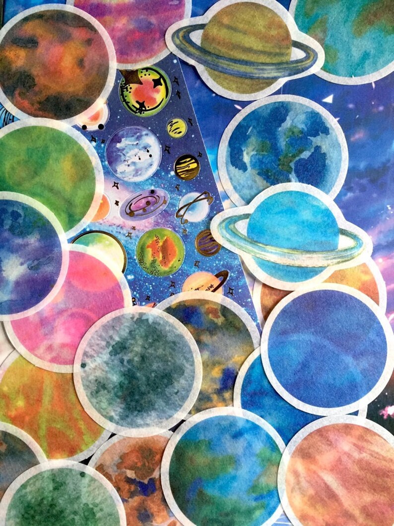 Big planet sticker outer space themed Galaxy planets ...