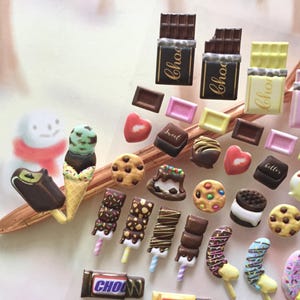 Pegatinas de bocadillos de chocolate, barra de chocolate, postre, galleta de cacao casera, helado, magdalena, comida linda, deliciosos dibujos animados, dulces, planificador, recetas, decoración