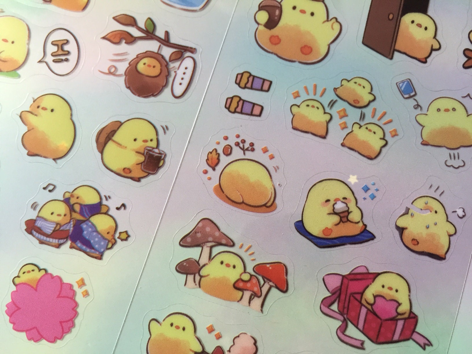 180 Cute Chicken Stickers Adorable Cartoon Cat Rabbit Five Little ...