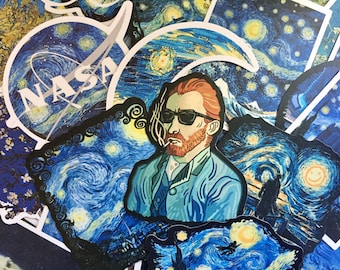 50 van Gogh pintura pegatina van Gogh Vincent van Gogh pinturas temáticas van gogh retrato estrellado noche decoración etiqueta etiqueta regalo bellas artes