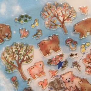 Bos beer epoxy sticker sprookje herfst bos dier mini cartoon boom teddybeer minnaar decor DIY ambachtelijke kaart plakboek art journal