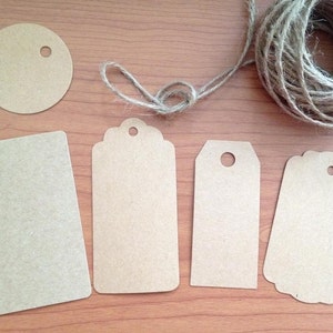 30 pcs Kraft de balises de cadeau, carte brune stocks, prix, étiquette de produit, étiquette ronde, carte vierge