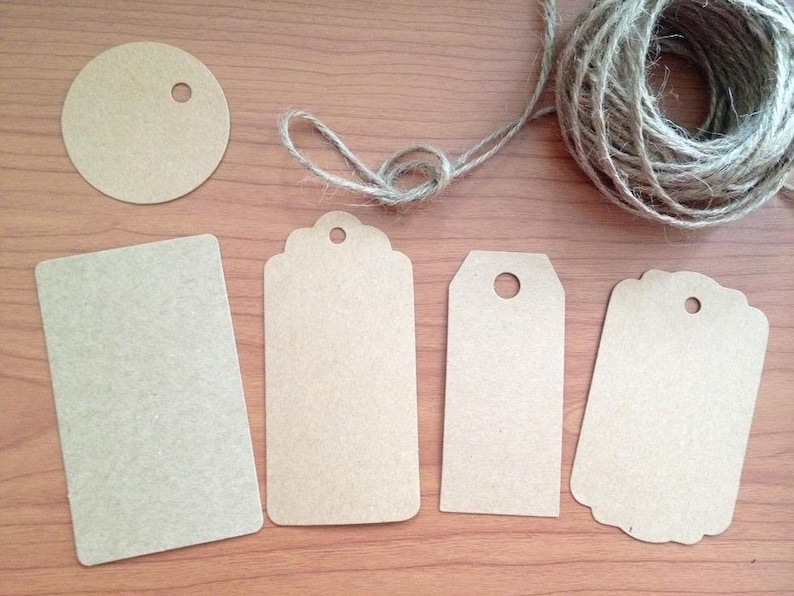 20-kartong Kraftpresentetiketter brun kartong prisetikett produktetikett rund etikett tom kartong DIY mönstrad kartong hantverksverktyg papperskort bild 1