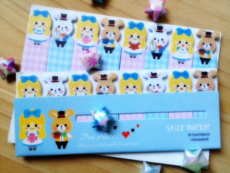 Alice in wonderland sticky note girls stick marker fairy tale sticky paper note rabbit sticky memo diary animal index paper cute stationary image 2