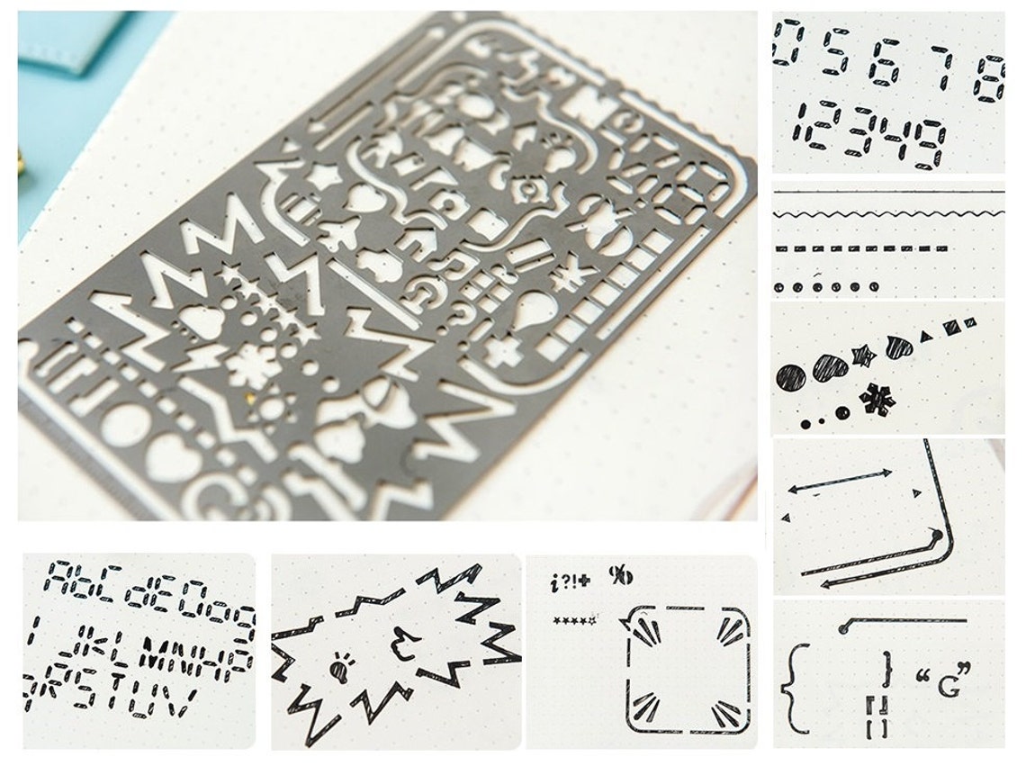Planner Ruler Number Alphabet Art Shapes Stencil Ruler Daily Life ...