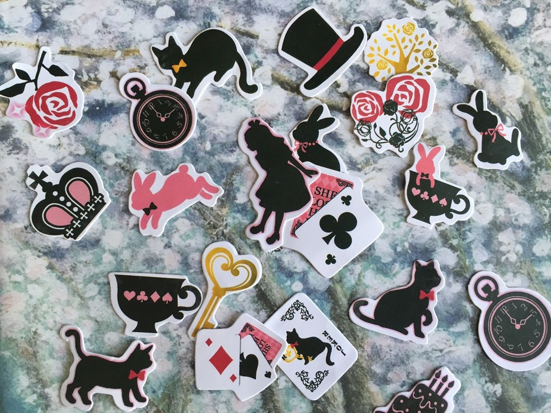 32 Alice in Wonderland Sticker Dream World Magic Clock Black Rabbit ...