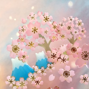 Adesivo epóxi de árvore Sakura Monte Fuji, flor de cerejeira, adesivo dourado, faça você mesmo, artesanato fácil com flores, ideias de joias de carvalho, presente feito à mão para meninas