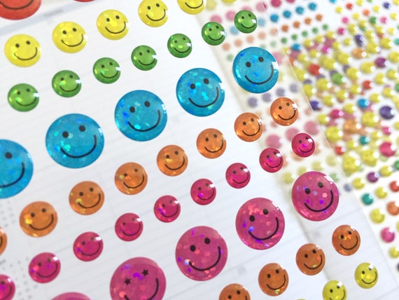 Eideos 1500 Adesivi Con Faccina Sorridente Felice, 3 Rotoli Di