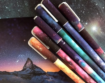 6 or 10 Galaxy Cosmic Gel Pens starry sky universe color ink pen set cute stationary Kawaii pen ink pen cool gift diary planner accessories