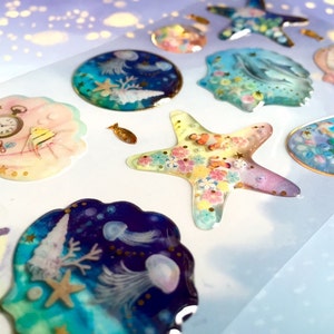 Beautiful Sea World Sticker Sea Shell Jellyfish Dolphin - Etsy