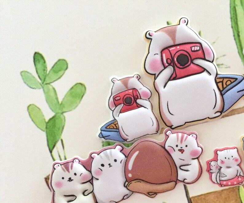 cartoon hamster sticker super lindo hámster familia encantador animal del bosque Castaño jerbo conejillo de indias hámster amante de la decoración de regalo imagen 6