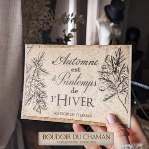 Citation d'Automne . carte imprimée illustration feuilles de chêne citation pagan vintage sorcellerie magie .