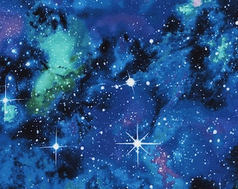 PLANET EARTH Upholstery Curtain Cotton Fabric Material universe stars 140cm wide