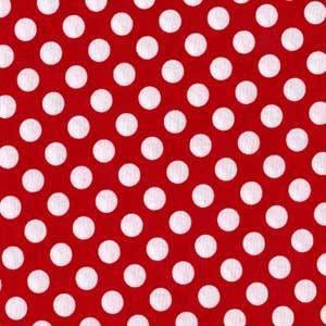 Könnte beinhalten: Roter Stoff mit weißen Punkten.