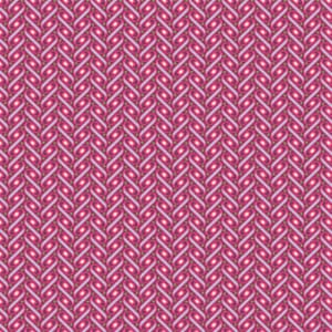 Könnte beinhalten: Ein sich wiederholendes Muster aus rosa, weißen und goldenen Ovalen und Punkten. Das Muster ist in einen Stoff mit subtiler Textur eingewebt.