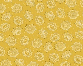 Kim Diehl quiet grace tossed blooms yellow orange Henry Glass USA Designerstoff reine Baumwolle kleine Muster EPP Traditional Quilting